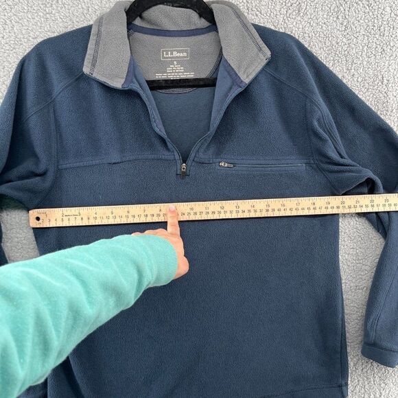 LL Bean Fleece Sweater Mens Small Quarter Zip Pullover Sweatshirt Blue Cozy Late - Picture 7 of 13